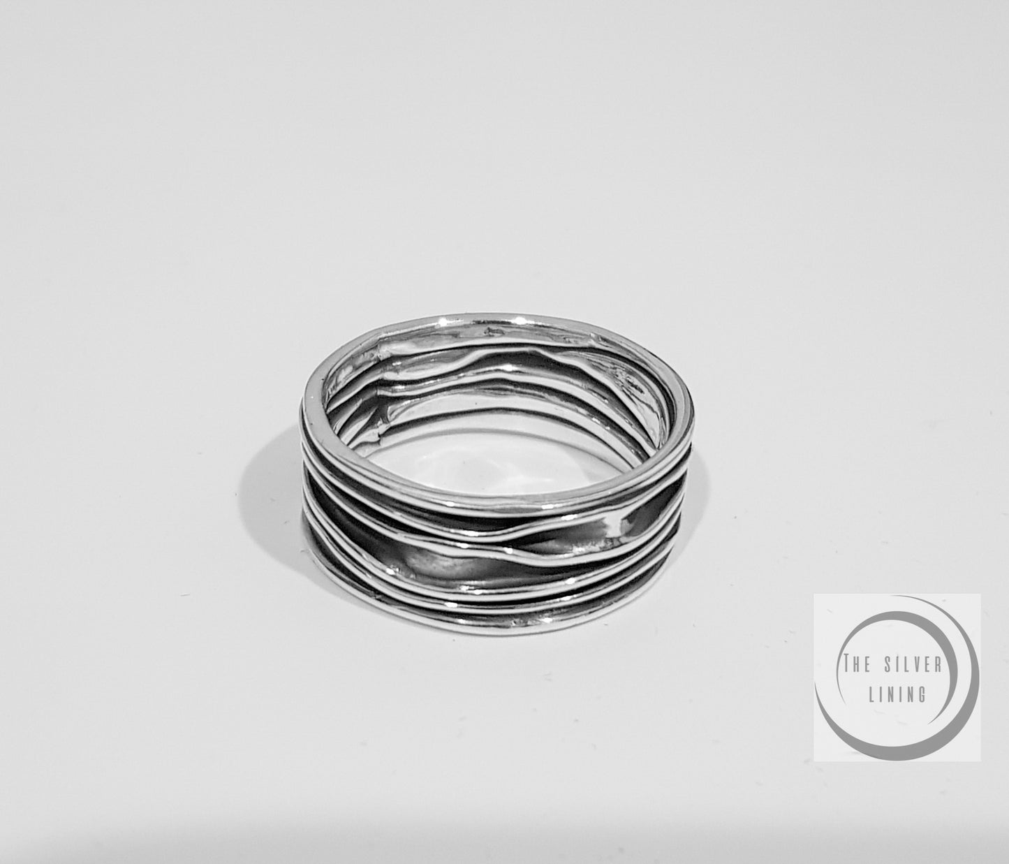 Anillo de plata 925, medio barril aplastado quemado