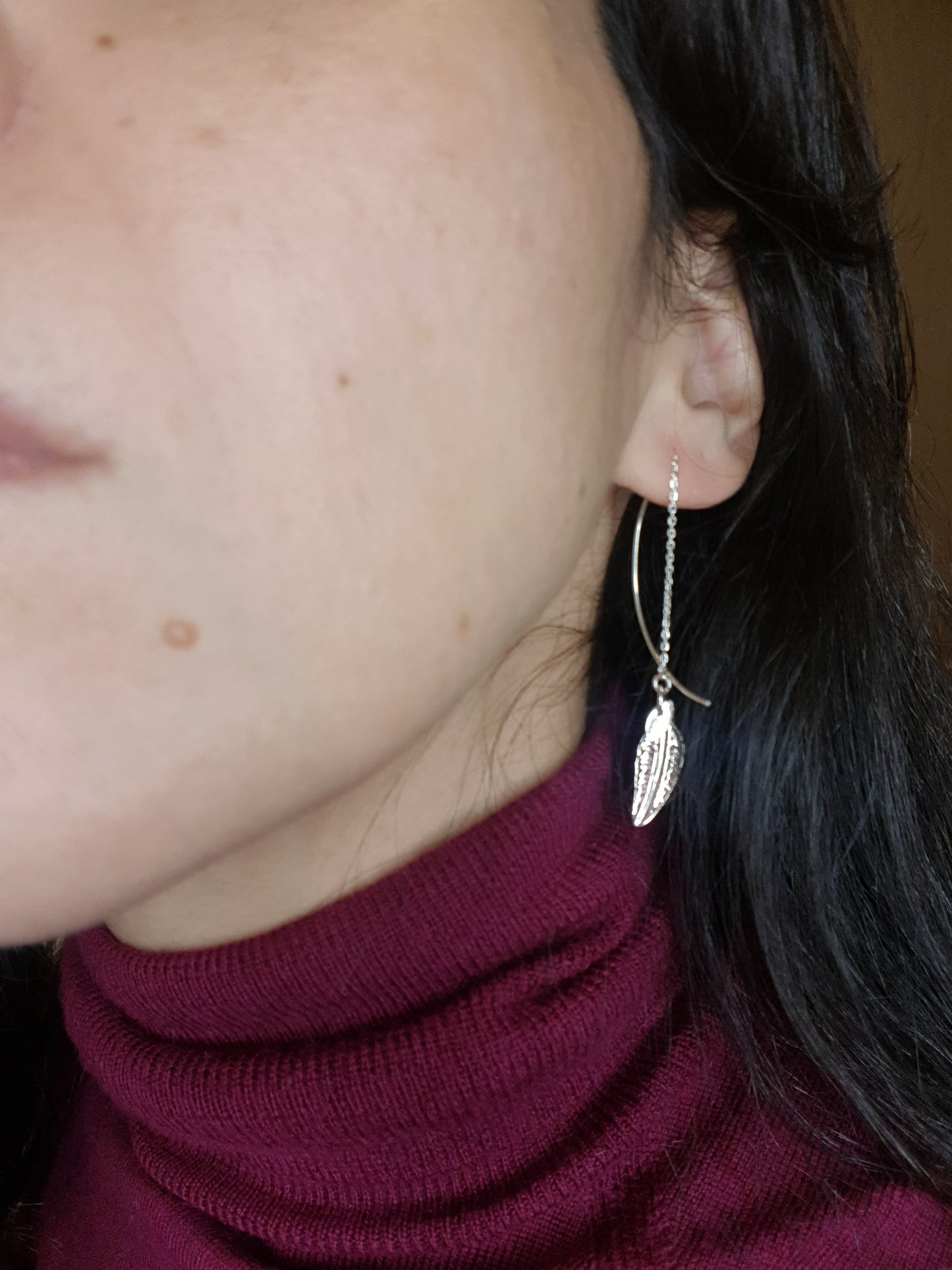 Arete de plata 925, Pendientes Largos con Plumas estilo Navajo