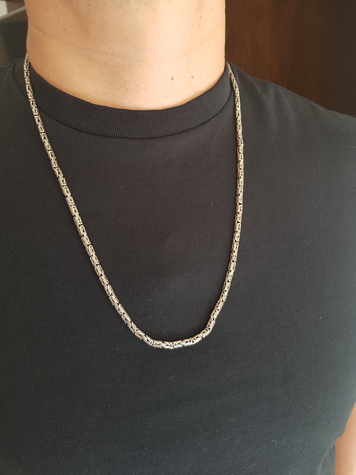 Cadena de plata 925, Tejido Bali de 2mm de grosor y 62cms de largo