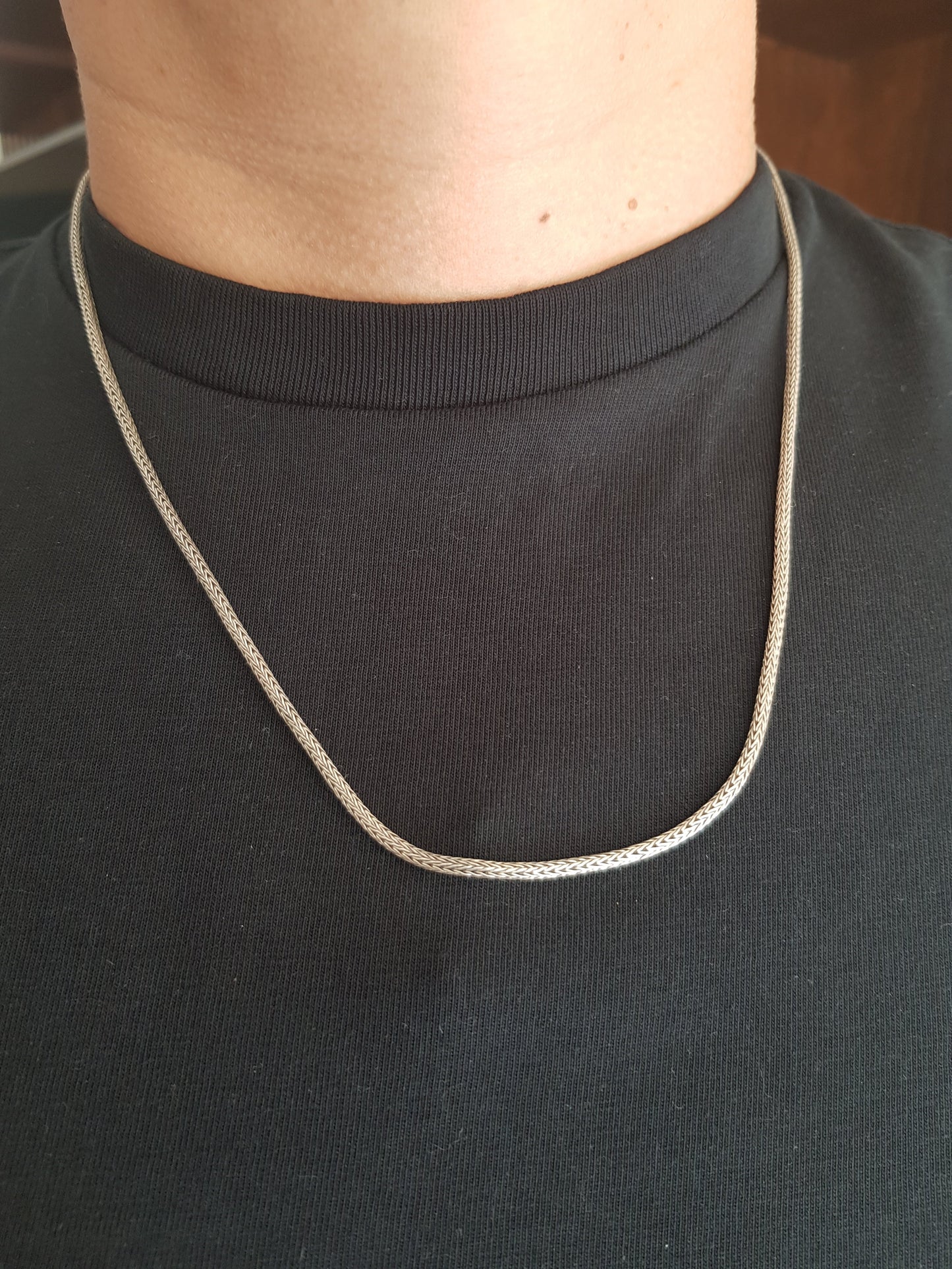 Cadena de plata 925, Tejido Piel de Serpiente 52cms largo