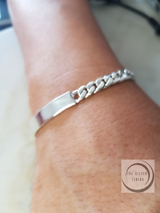 Pulsera (Esclava) de plata 925, Pulsera con tejido de barbada 21cm (8 1/4") largo