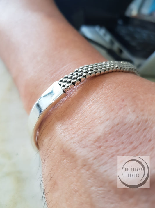 Pulsera (esclava) de plata 925, Tejido Piel de Víbora para Hombre 21cm (8 1/4")