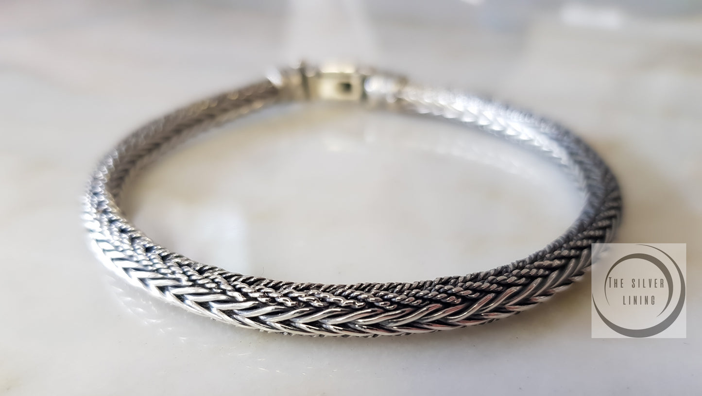 Pulsera de Plata 925, Pulsera de Cadena Doble 20.5cms