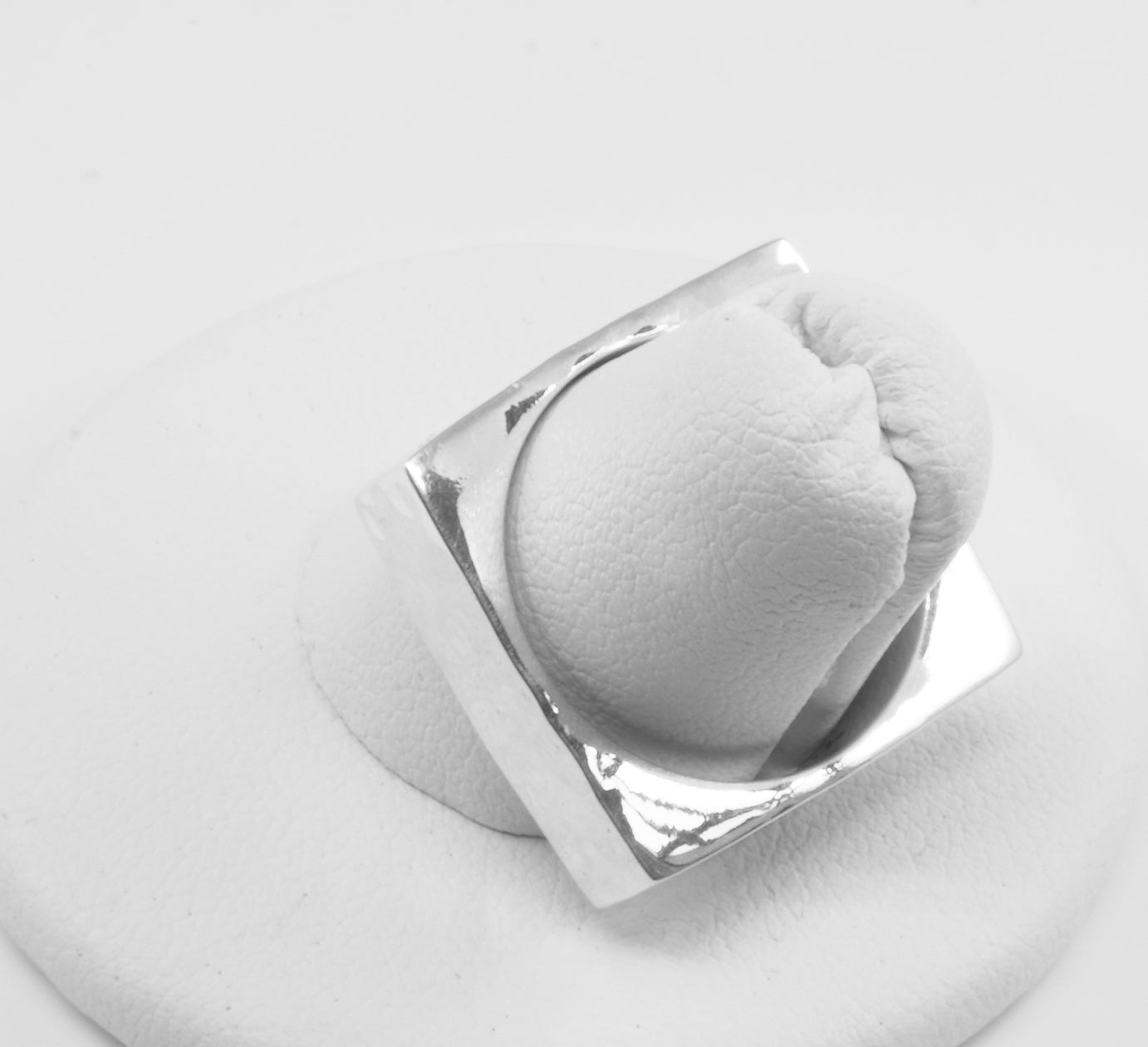 Anillo Plata Solida 925, Martillada Cuadrado 6mm