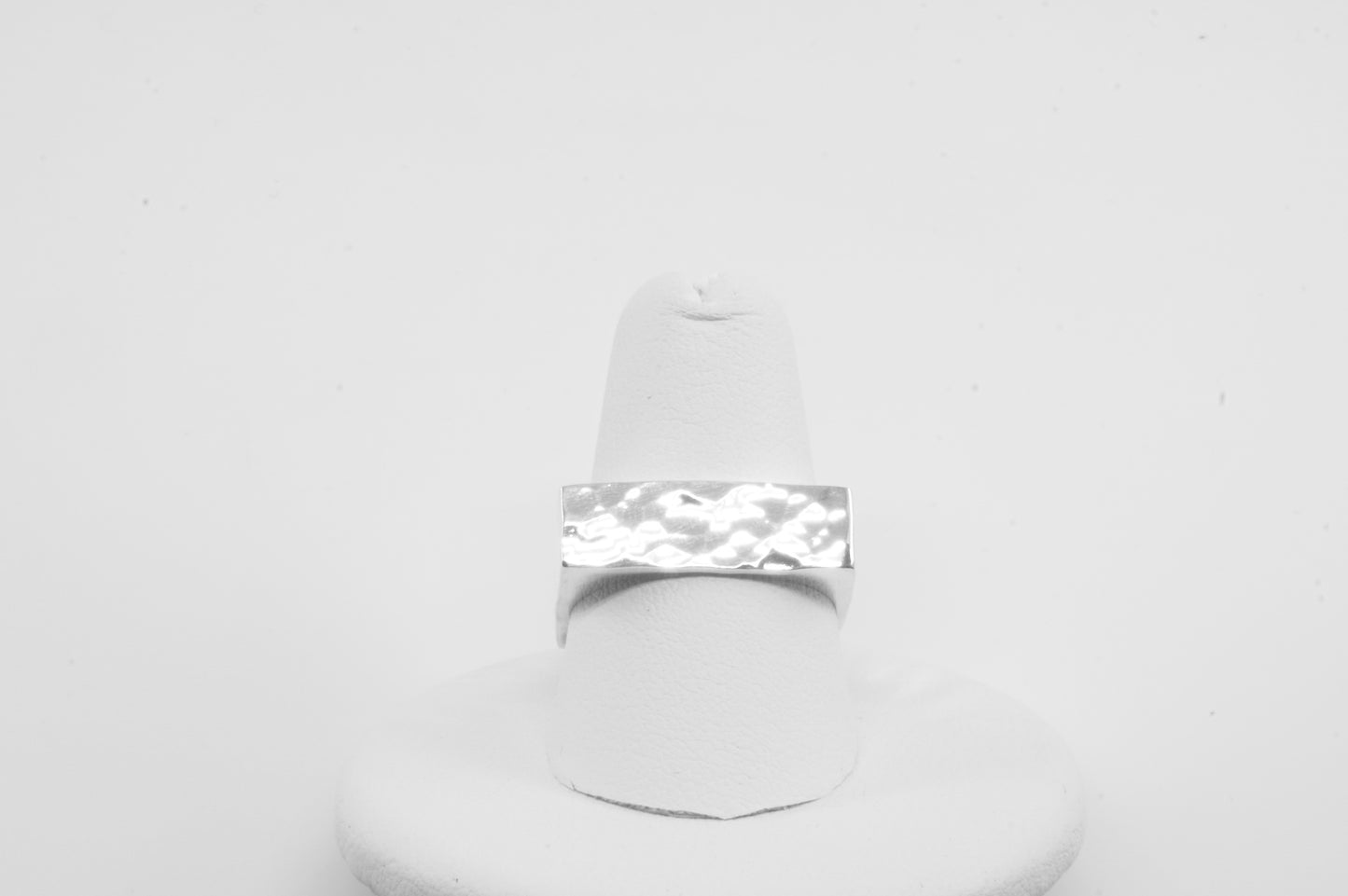 Anillo Plata Solida 925, Martillada Cuadrado 6mm