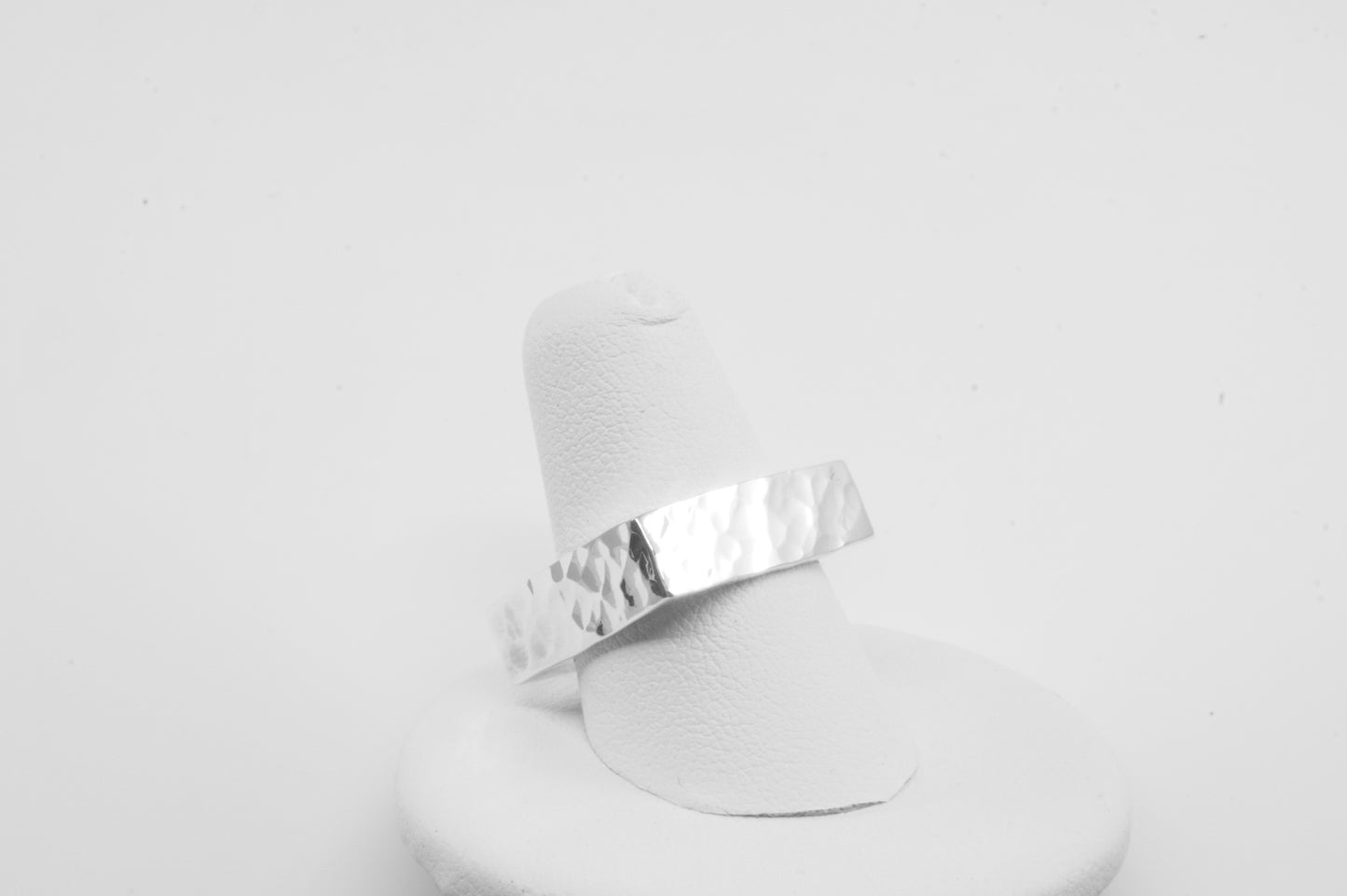 Anillo Plata Solida 925, Martillada Cuadrado 6mm