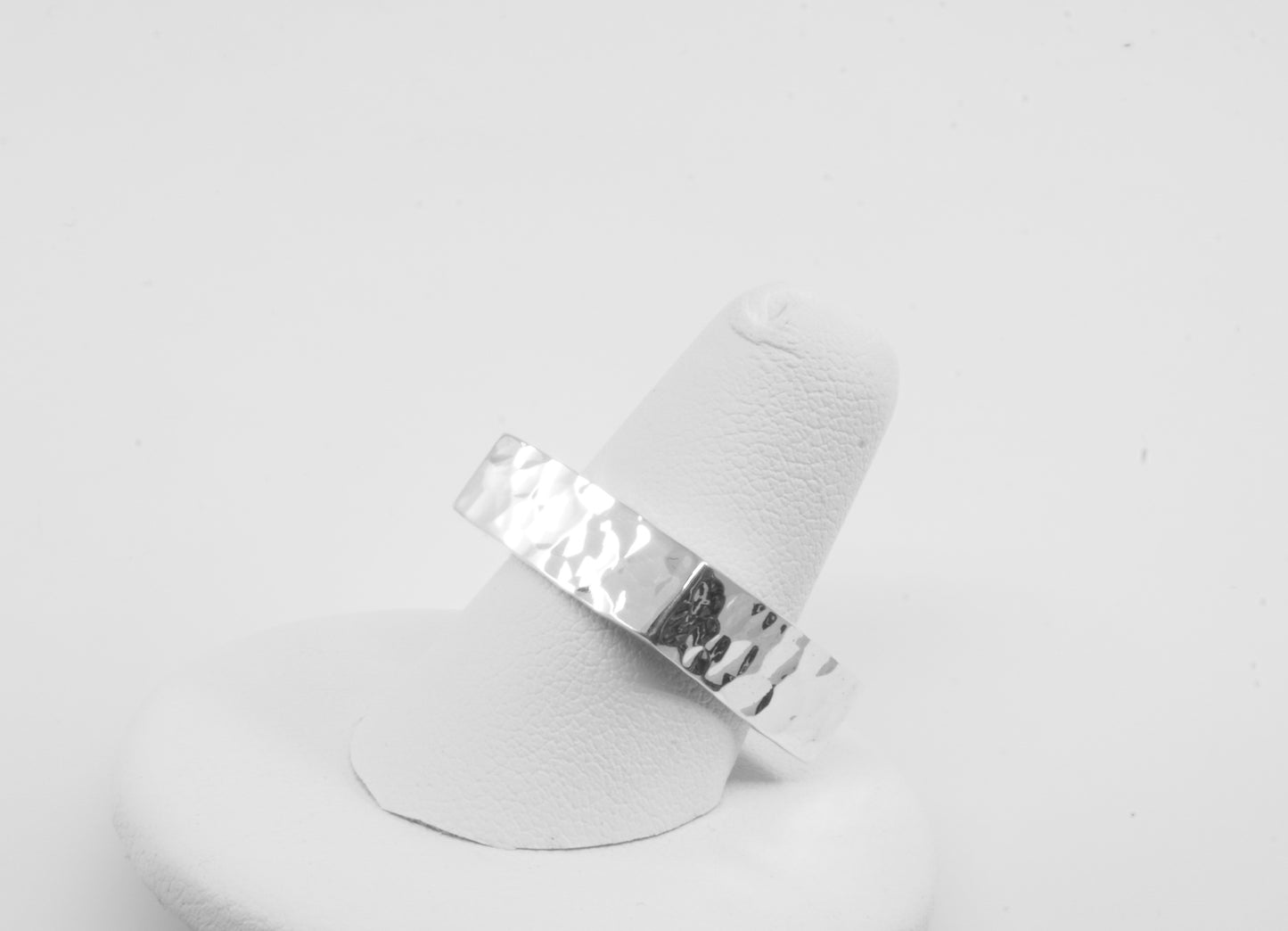 Anillo Plata Solida 925, Martillada Cuadrado 6mm
