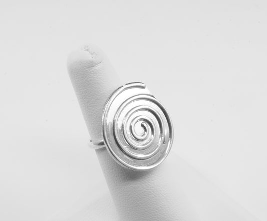 Anillo plata solida 925, espiral plano, talla ajustable