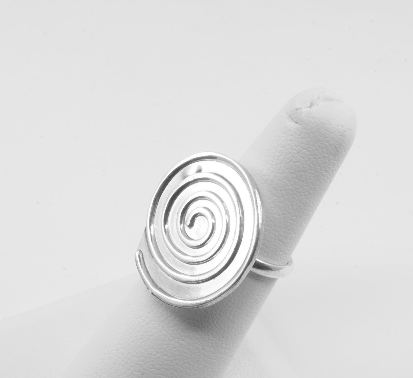 Anillo plata solida 925, espiral plano, talla ajustable