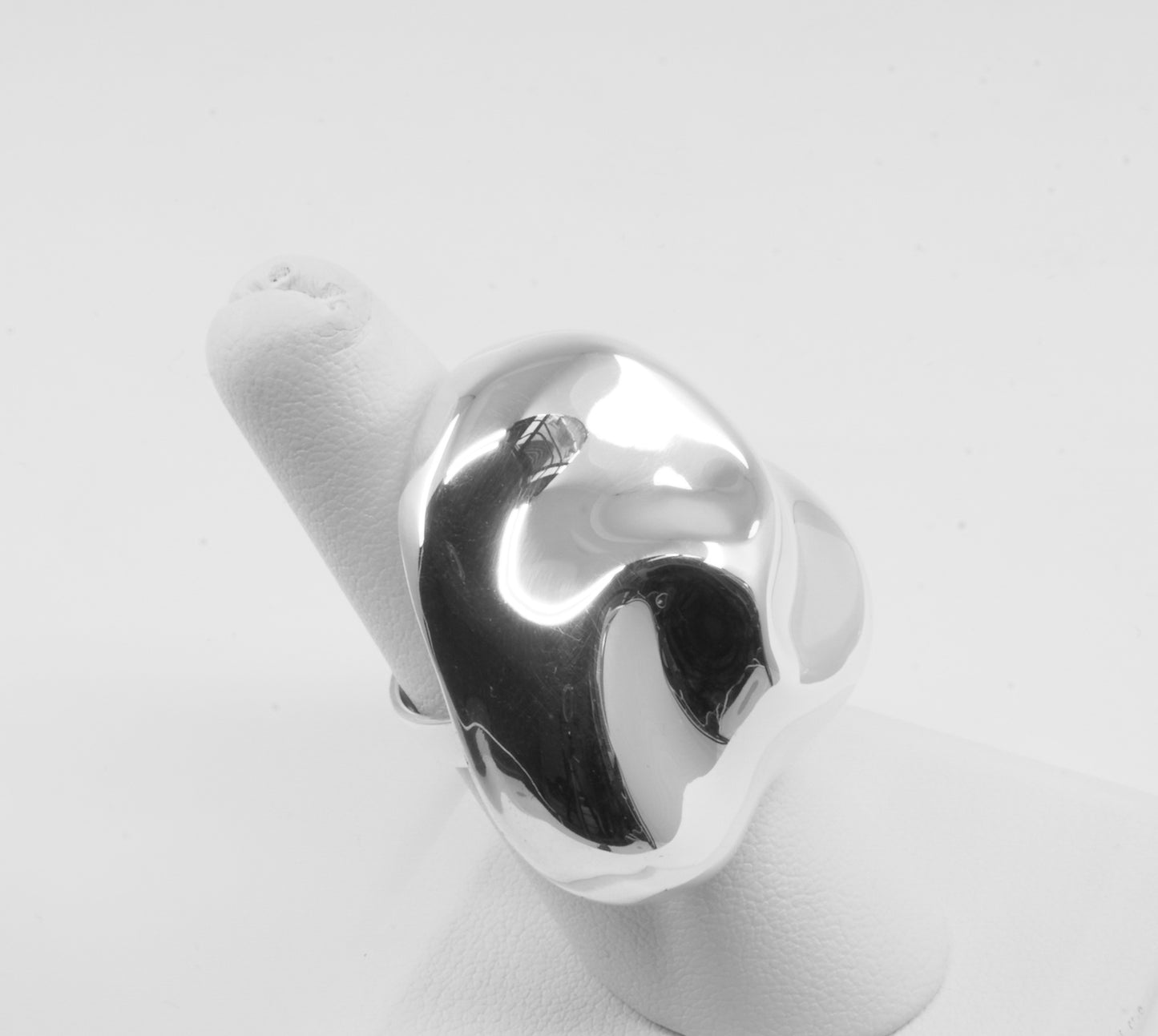 Anillo plata sólida 925 trébol estilizado inflado, talla ajustable