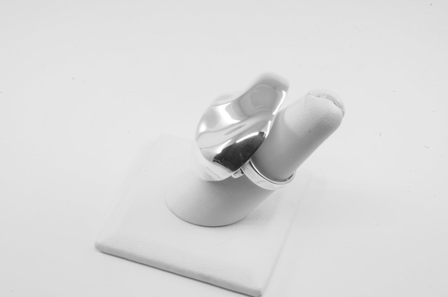 Anillo plata sólida 925 trébol estilizado inflado, talla ajustable