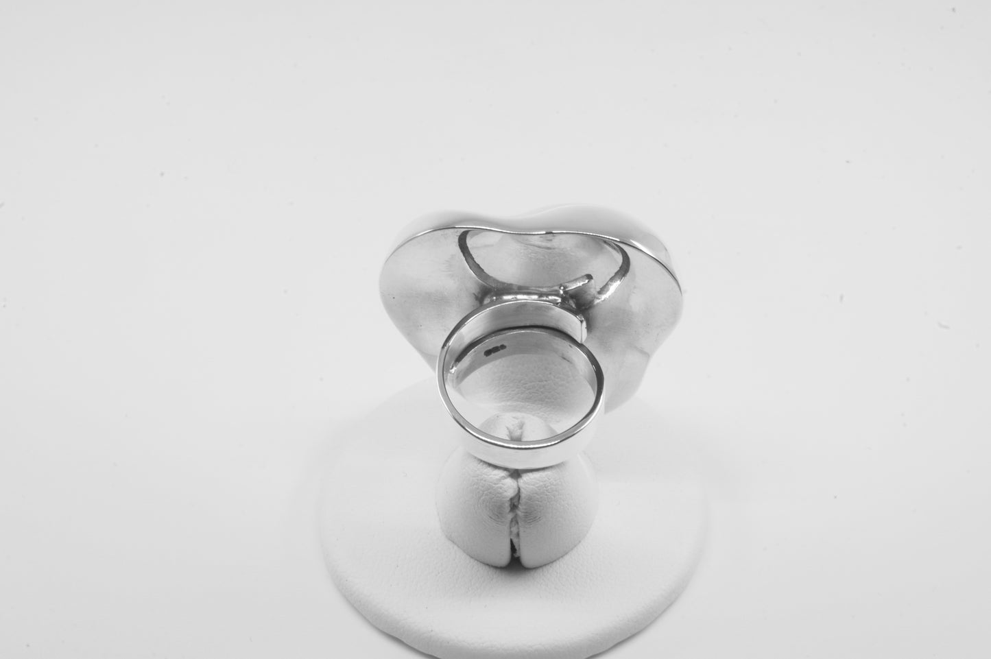 Anillo plata sólida 925 trébol estilizado inflado, talla ajustable