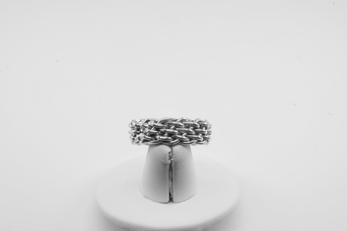 Anillo trenzado plata solida 925, bulky