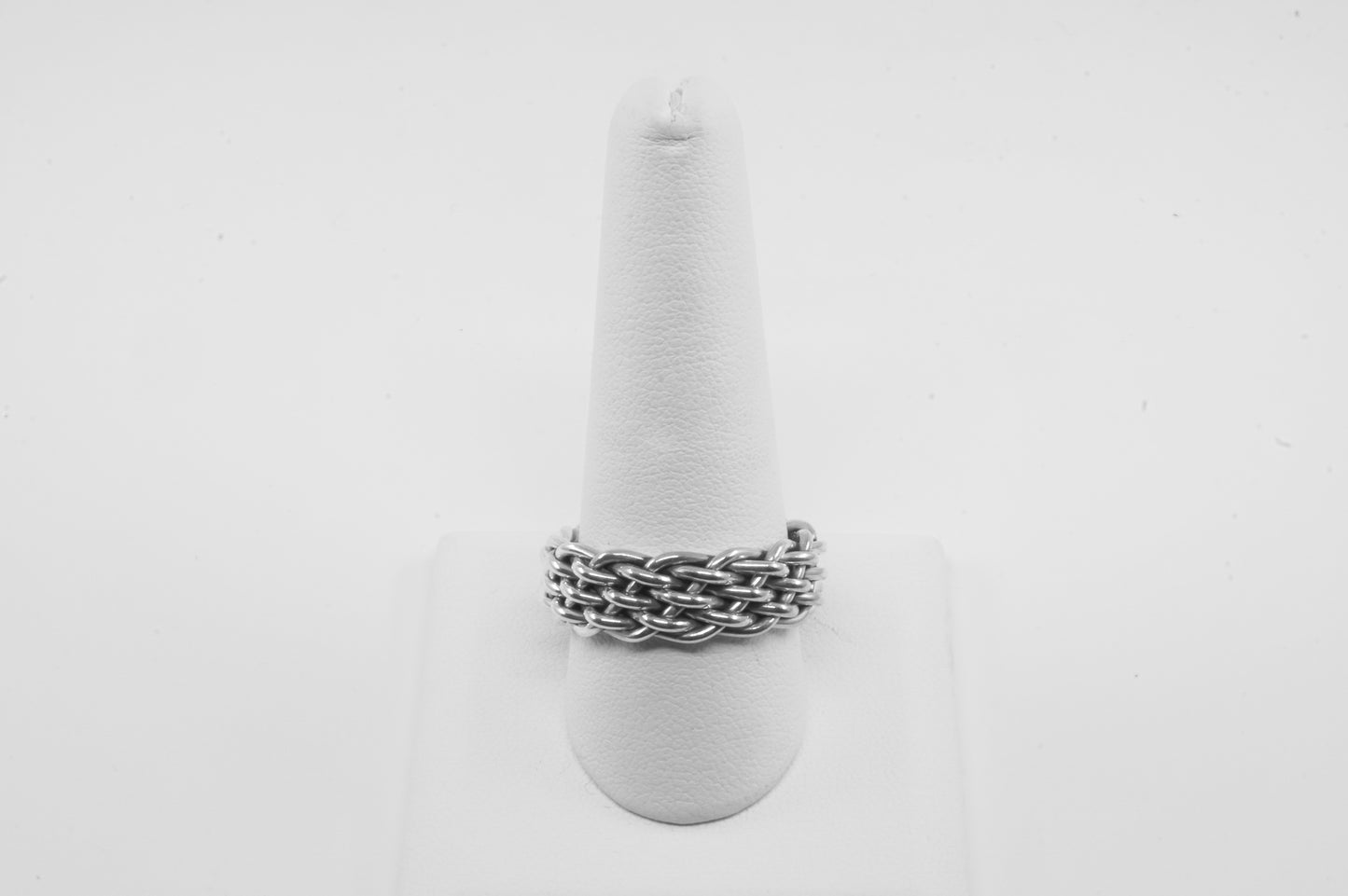 Anillo trenzado plata solida 925, bulky