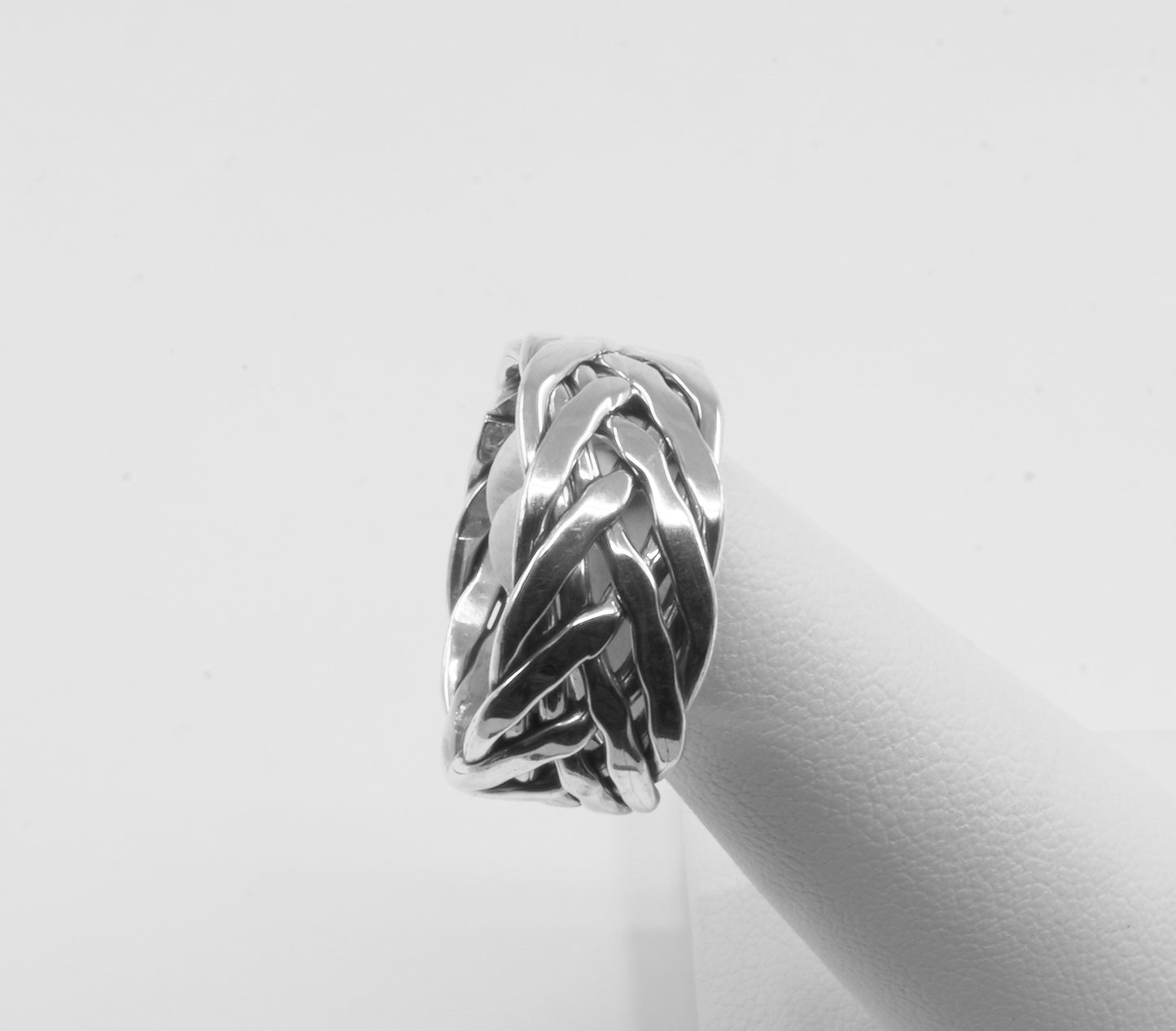 Anillo Plata Sólida 925, trenza 4 hebras abiertas