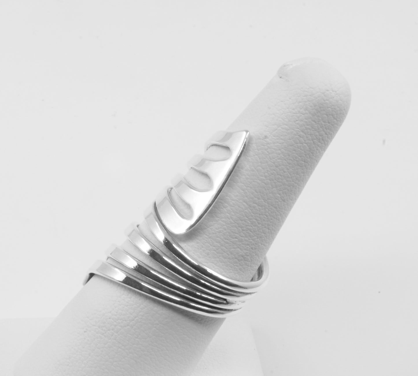 Anillo plata solida 925, Abanico plano que abraza tu dedo