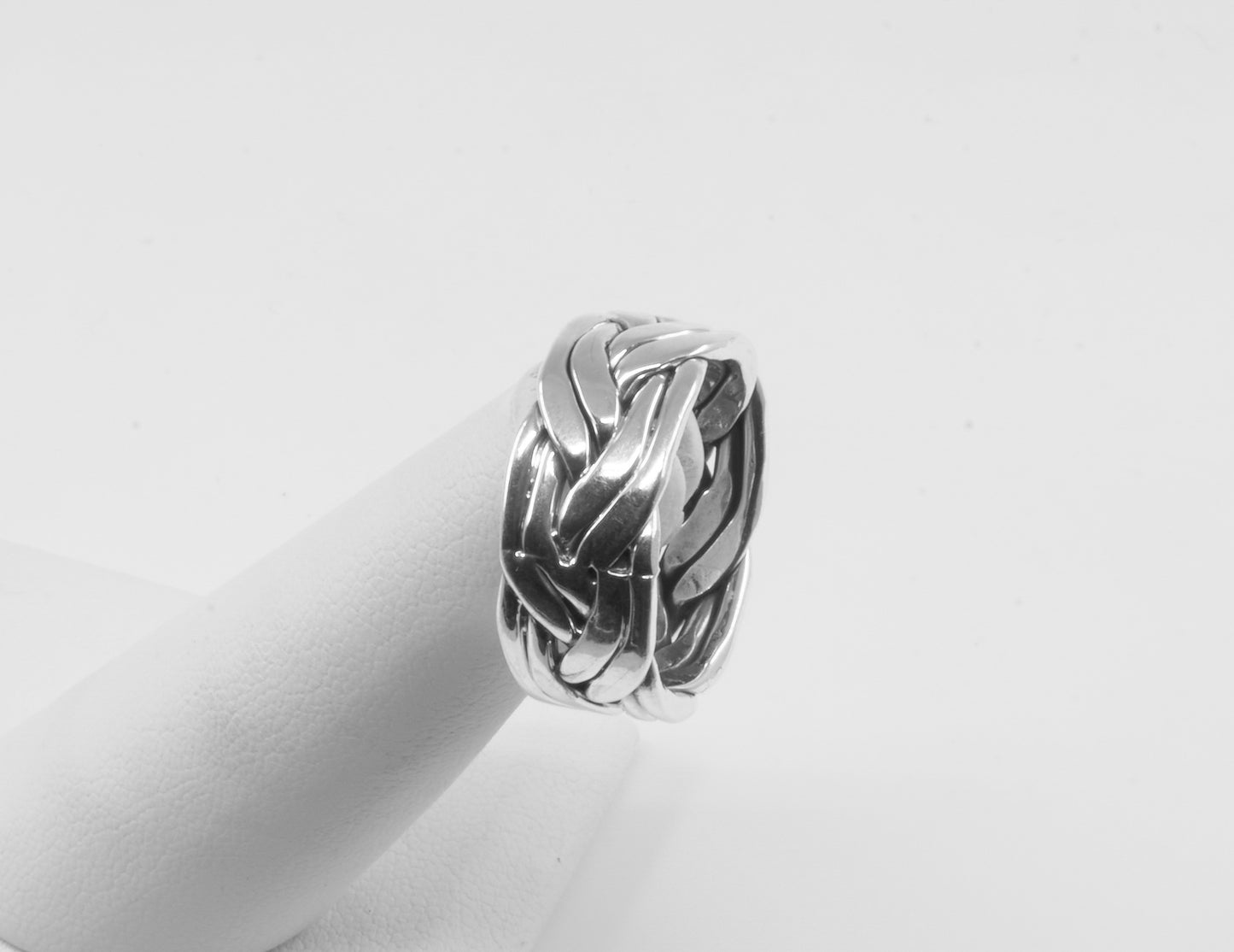 Anillo Plata Sólida 925, trenza 4 hebras cerradas, talla 8.5