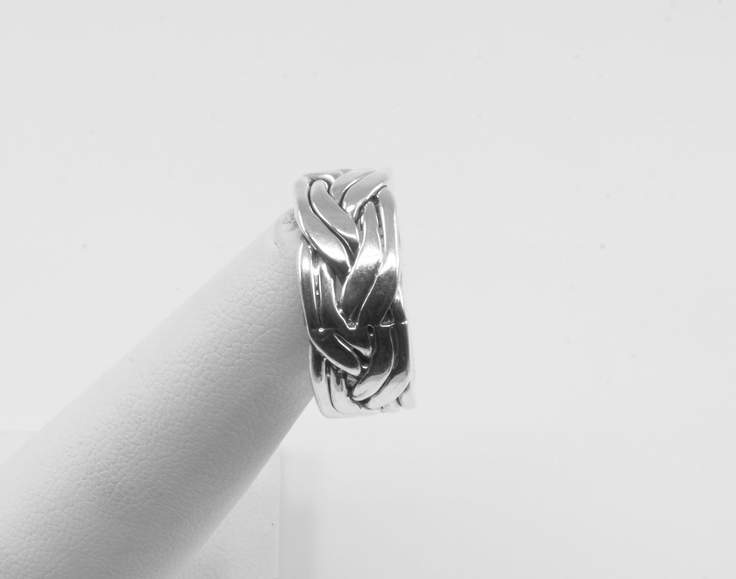 Anillo Plata Sólida 925, trenza 4 hebras cerradas, talla 8.5