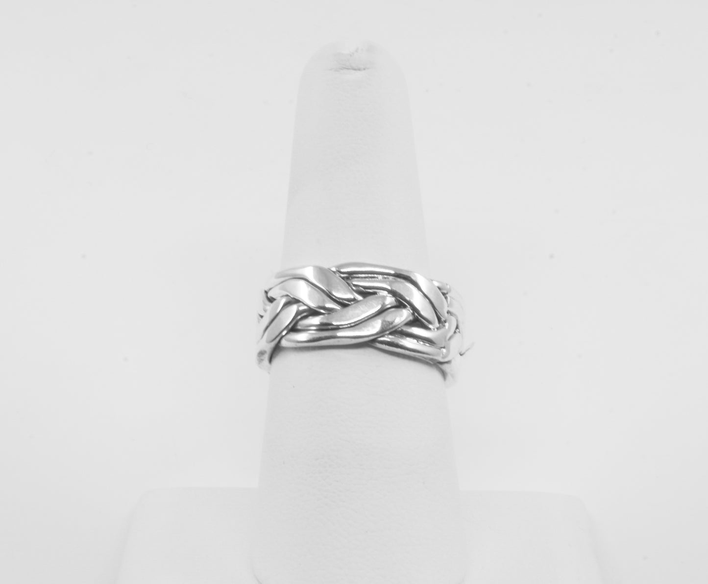Anillo Plata Sólida 925, trenza 4 hebras cerradas, talla 8.5