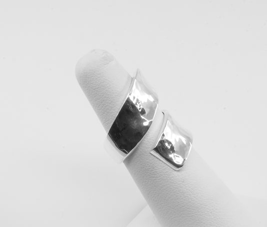 Anillo plata sólida 925, alargado con 2 brazos