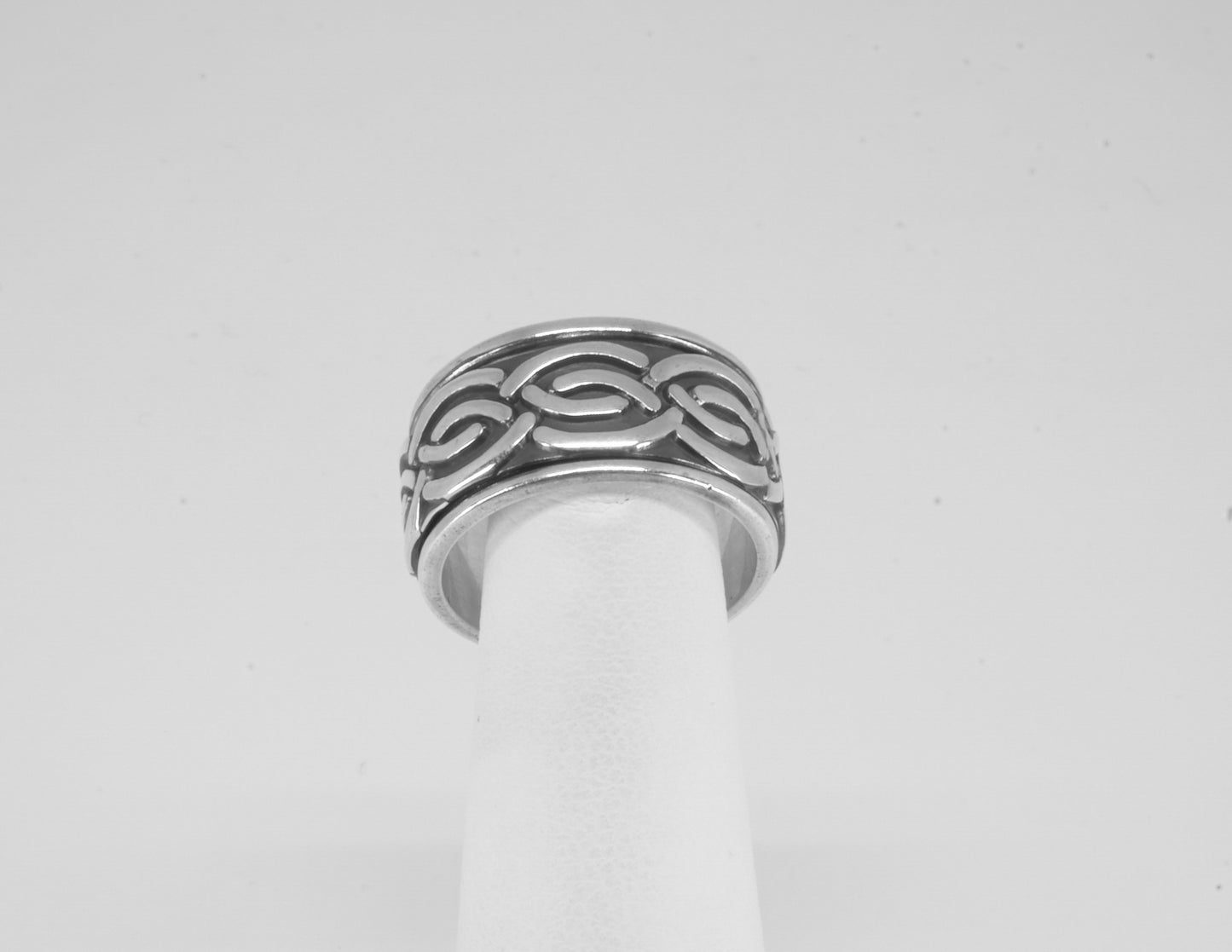 Anillo plata solida 925, giratorio 2 grecas redondas separadas