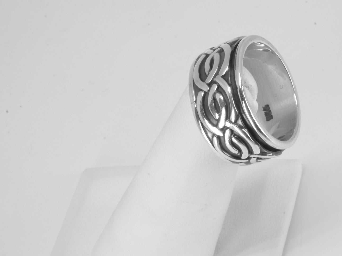 Anillo plata solida 925, giratorio 2 grecas redondas separadas