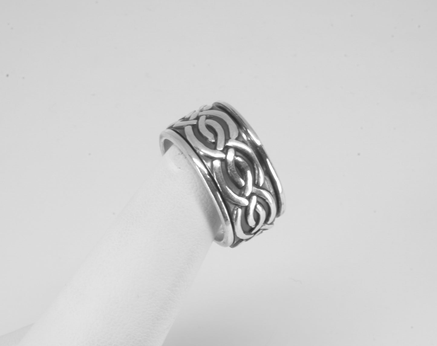 Anillo plata solida 925, giratorio 2 grecas redondas separadas