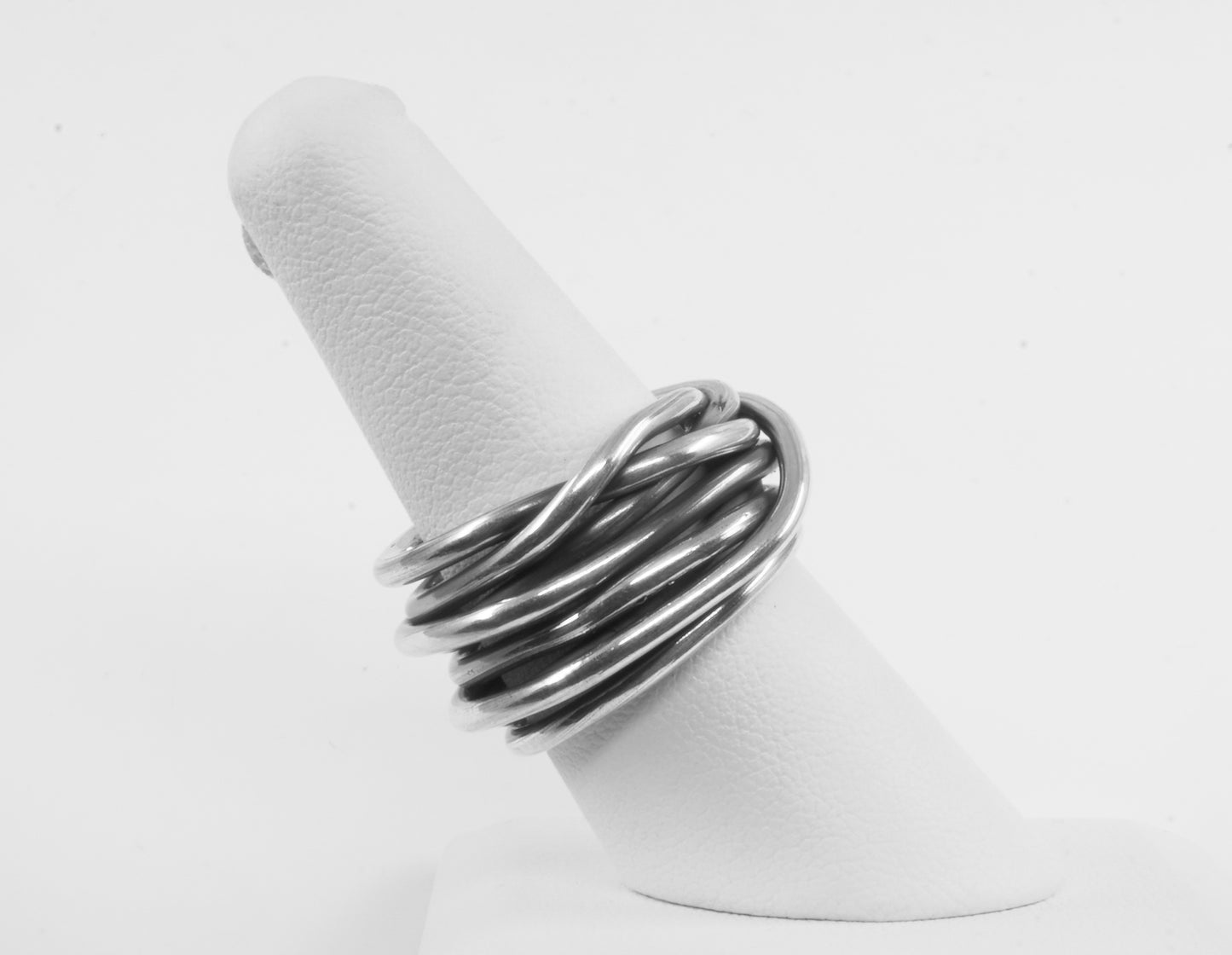 Anillo plata solida 925, múltiples anillos sobrepuestos en barril 14mm