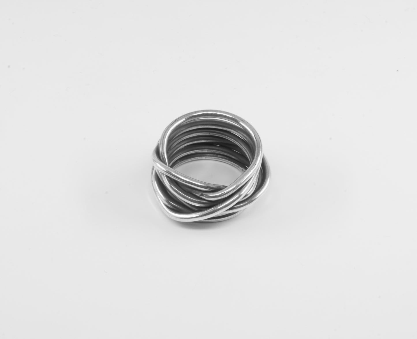 Anillo plata solida 925, múltiples anillos sobrepuestos en barril 14mm