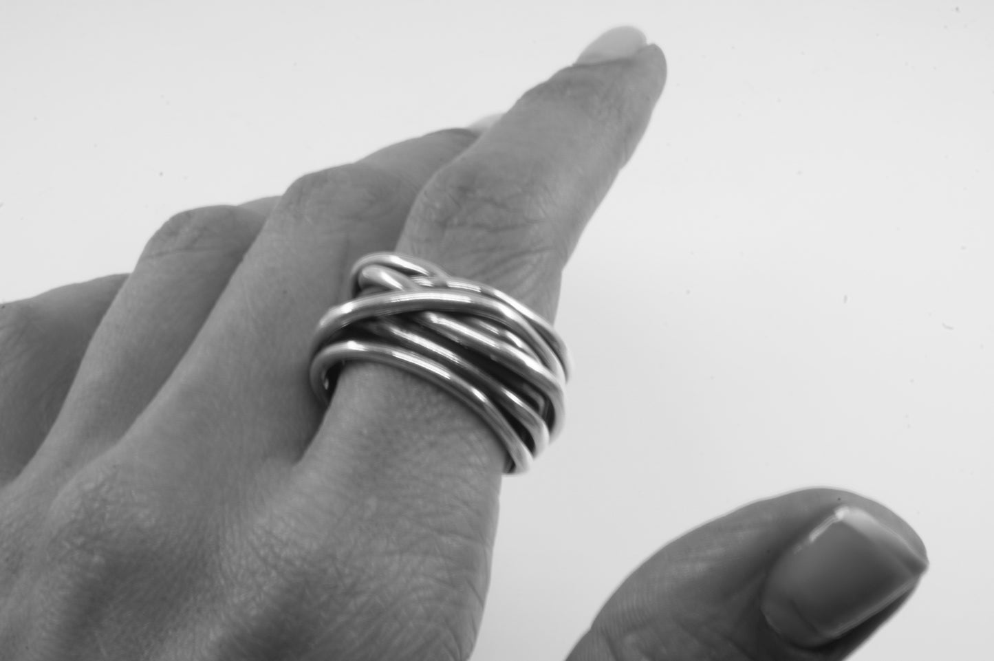 Anillo plata solida 925, múltiples anillos sobrepuestos en barril 14mm