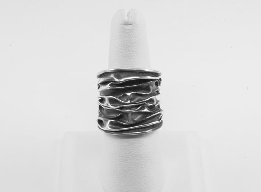 Anillo plata sólida 925, barril aplastado quemado