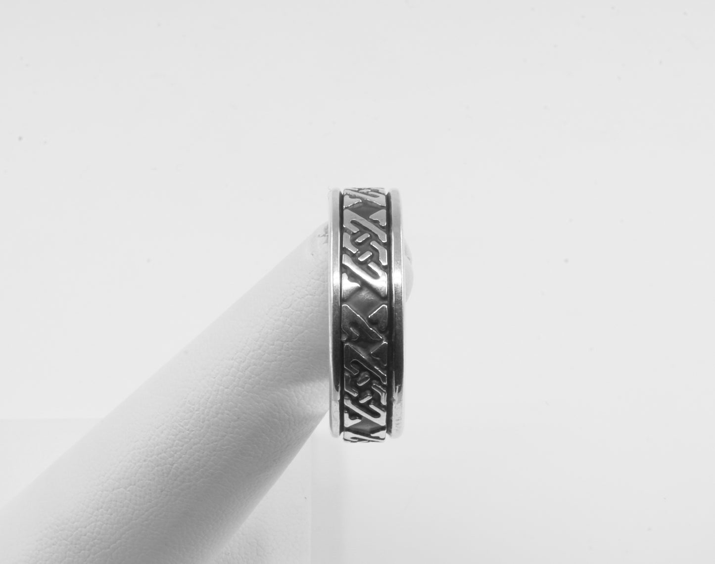 Anillo plata sólida 925, giratorio greca 3 equis