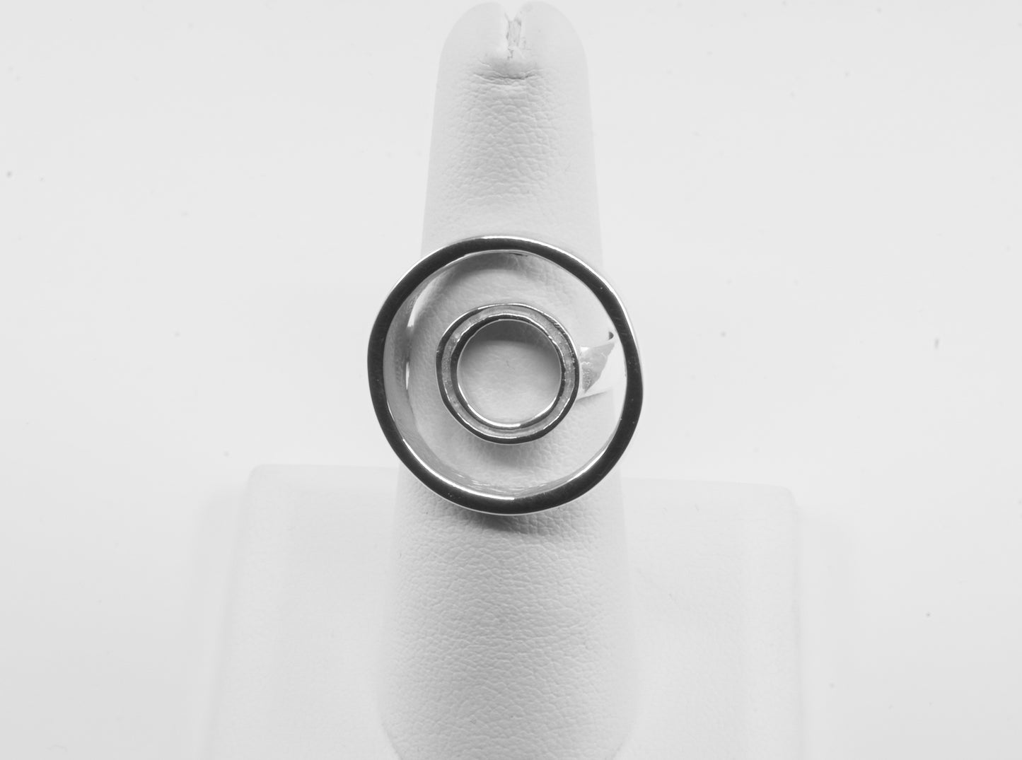 Anillo plata sólida 925, 2 círculos paralelos