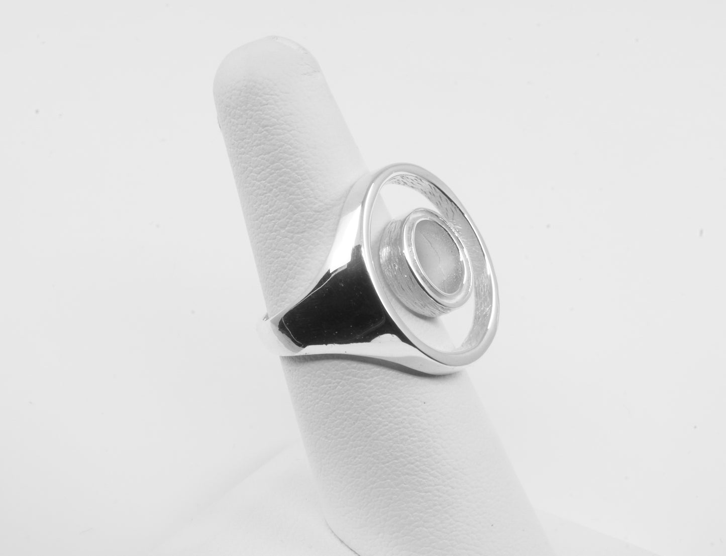 Anillo plata sólida 925, 2 círculos paralelos