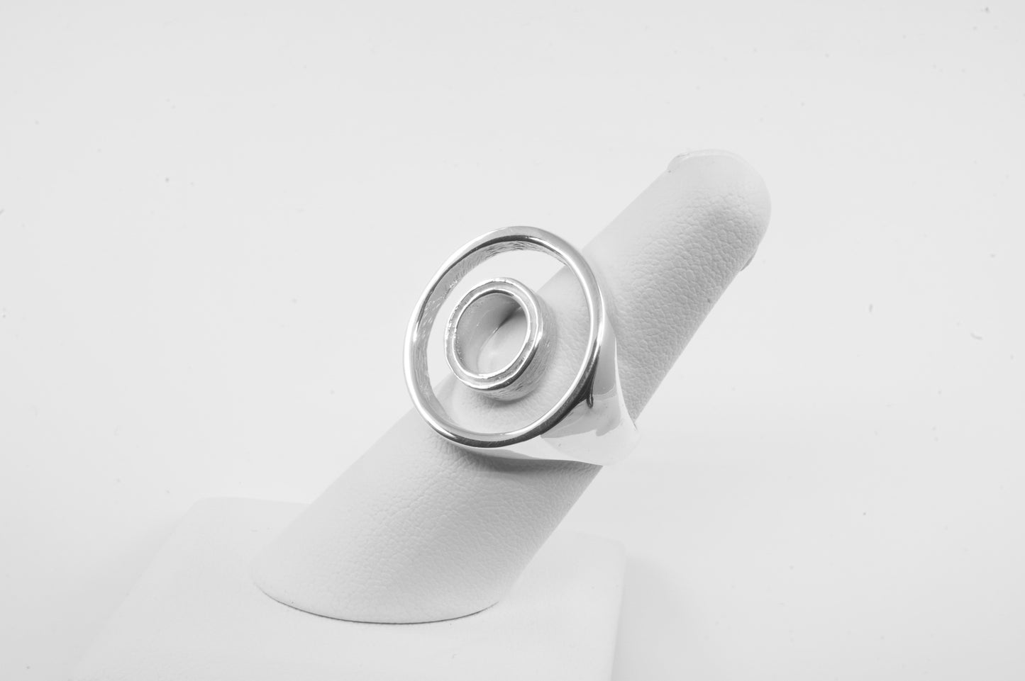 Anillo plata sólida 925, 2 círculos paralelos