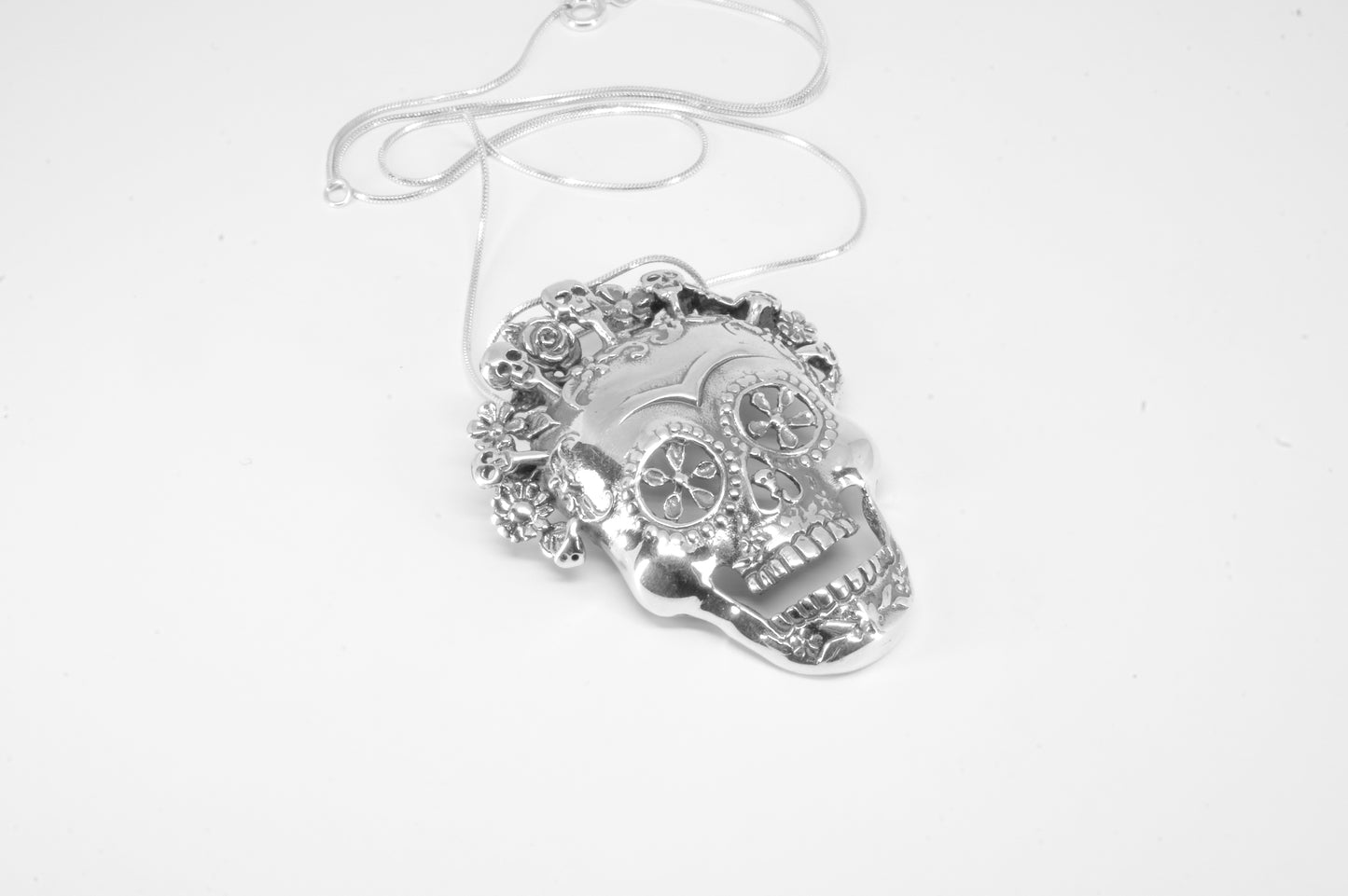 Juego de dije y aretes de plata solida 925, catrina coco con cadena de 48cms incluida