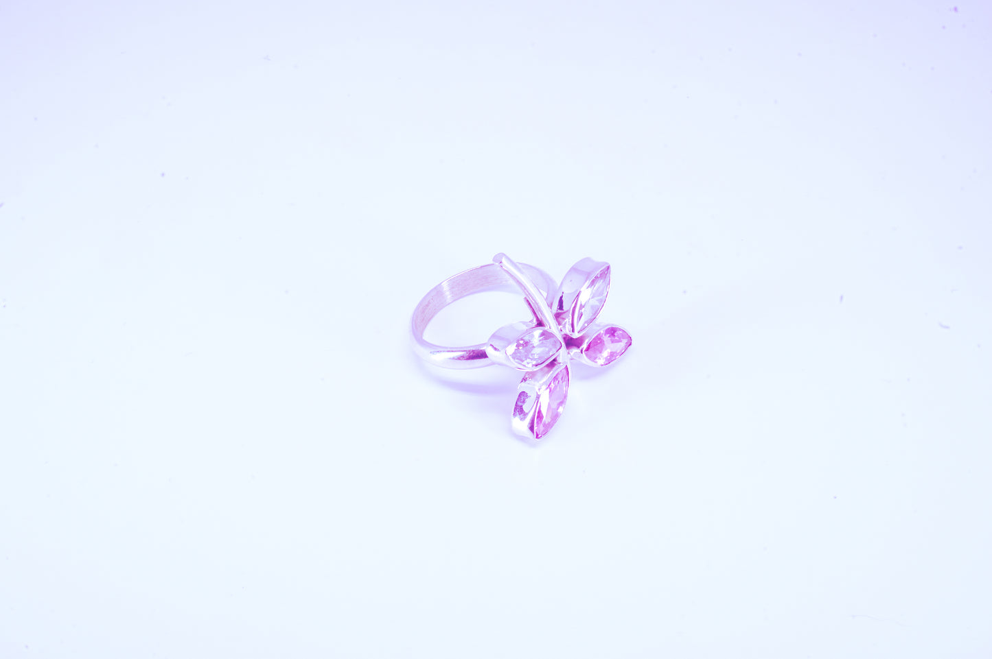 Anillo plata solida 925, metamorfosis con circonia color rosa