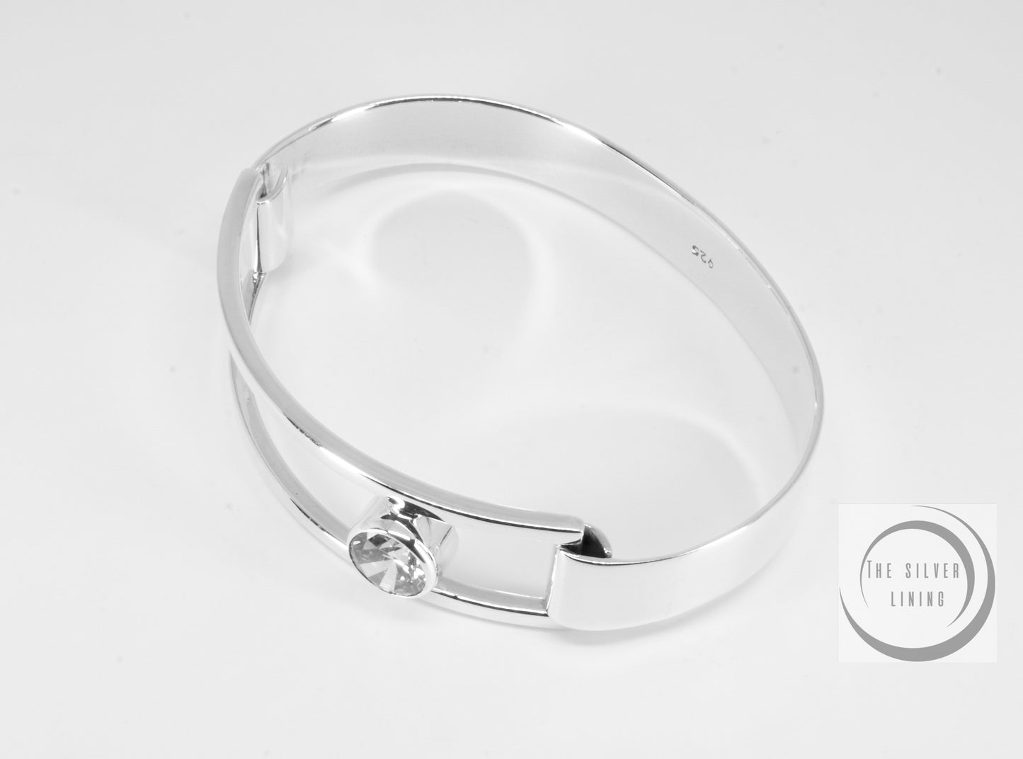Pulsera de plata 925, desplazamiento con circonia blanca