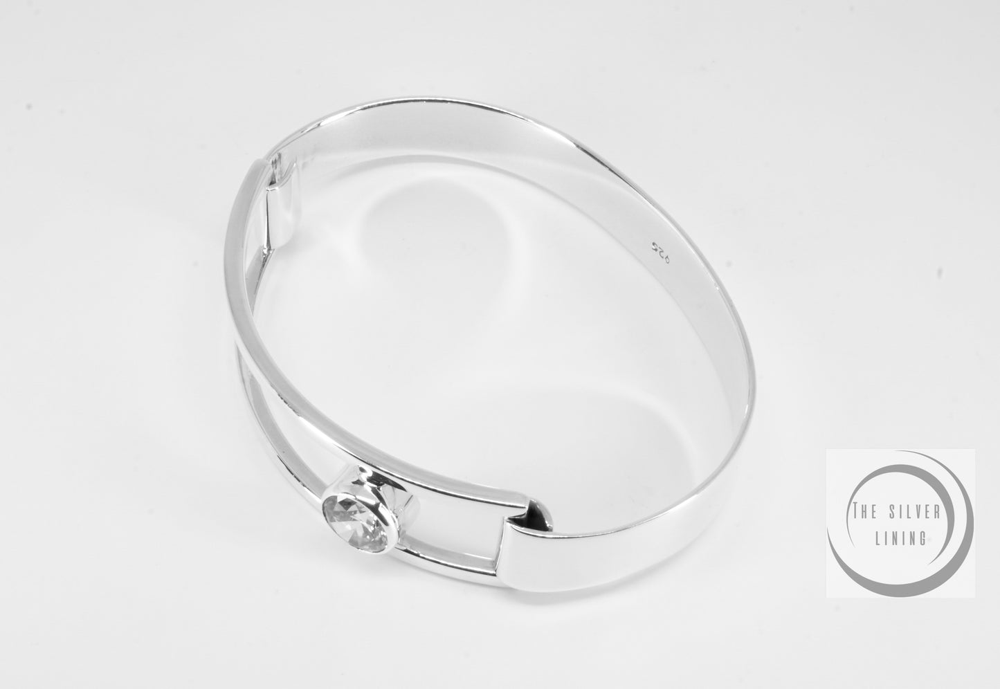 Pulsera de plata 925, desplazamiento con circonia blanca