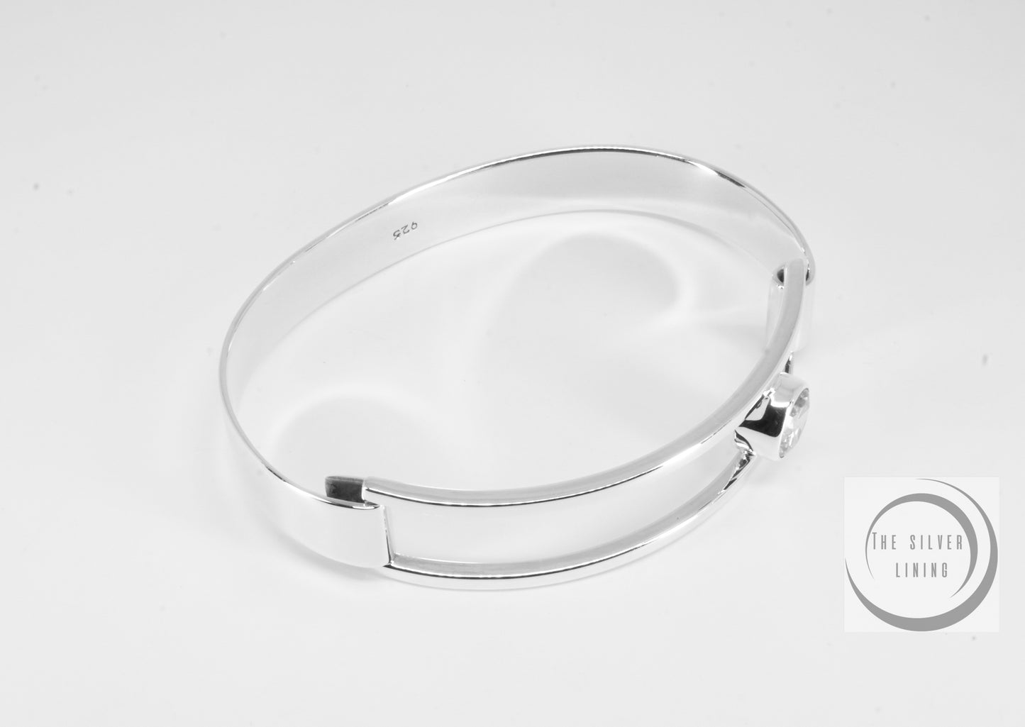 Pulsera de plata 925, desplazamiento con circonia blanca