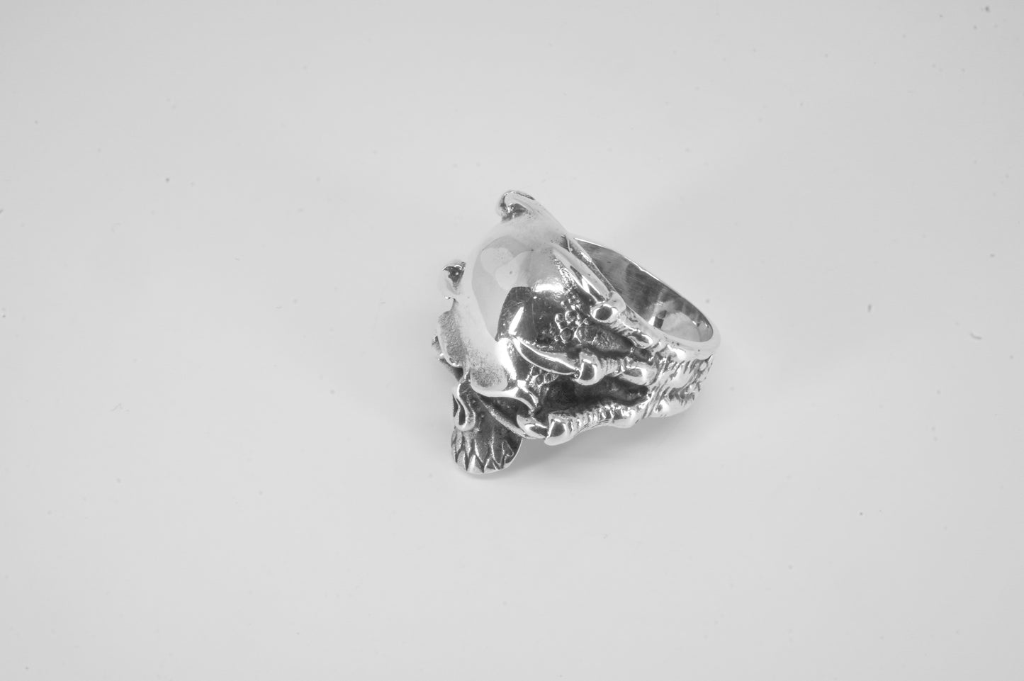 Anillo de Plata 925, Calavera Frontal con Garras Laterales
