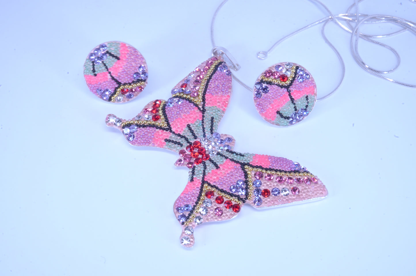 Gargantilla de Plata 925 con Microperla de Mariposa con Aretes