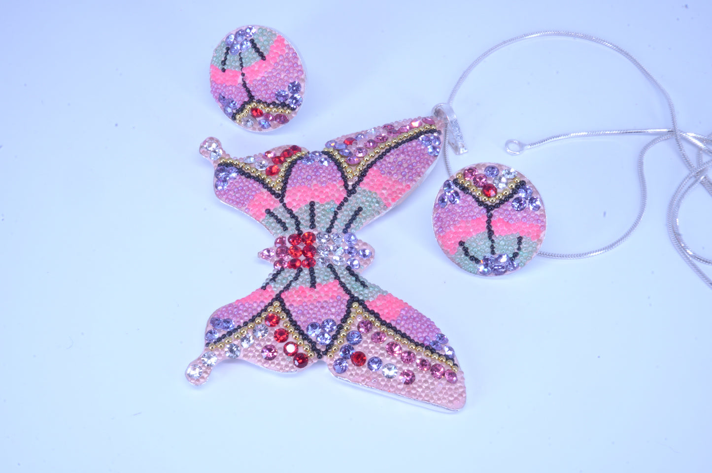 Gargantilla de Plata 925 con Microperla de Mariposa con Aretes