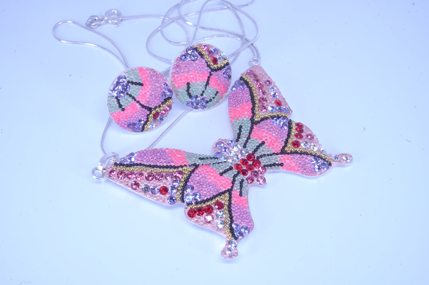 Gargantilla de Plata 925 con Microperla de Mariposa con Aretes