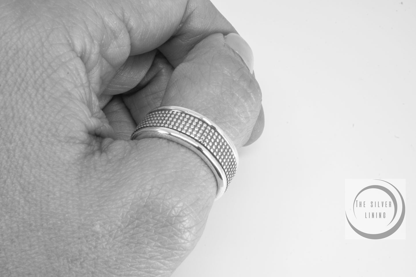 Anillo de plata 925, Spinner con puntos equidistantes