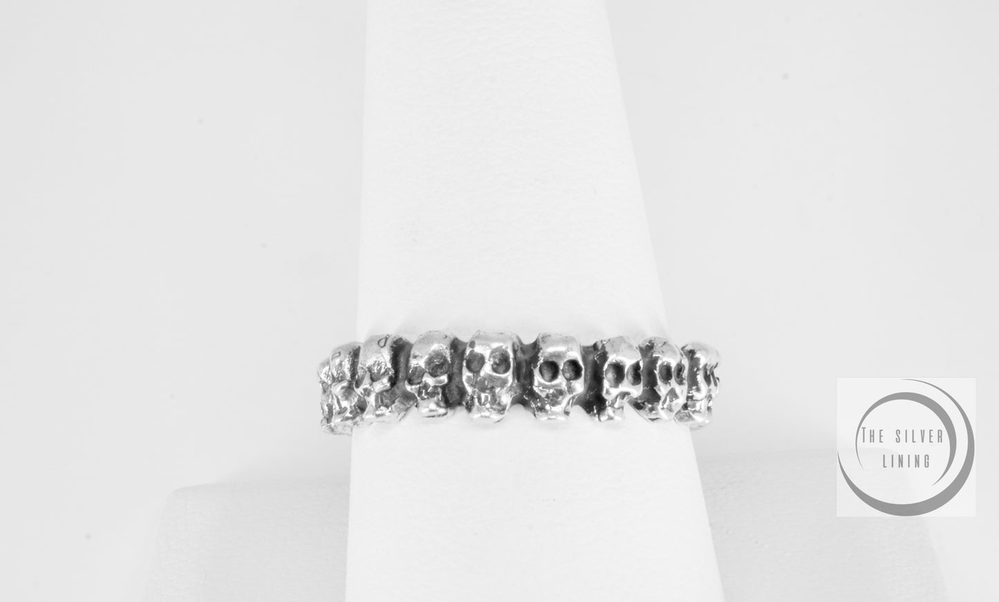 Anillo de plata 925, Argolla de Cabezas de Calaveras mini