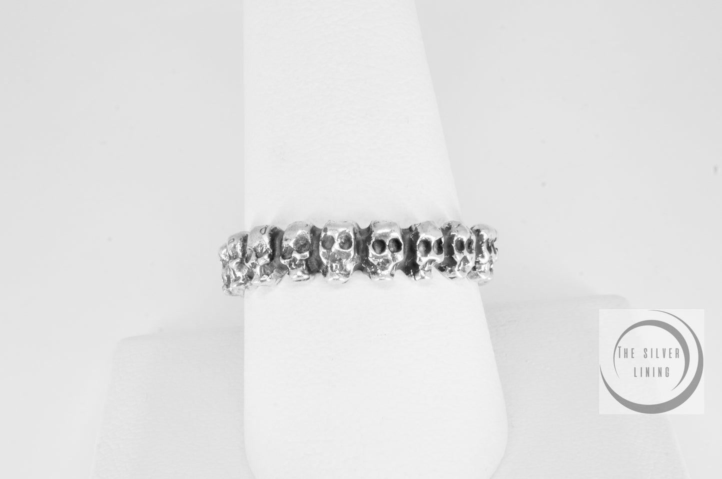 Anillo de plata 925, Argolla de Cabezas de Calaveras mini