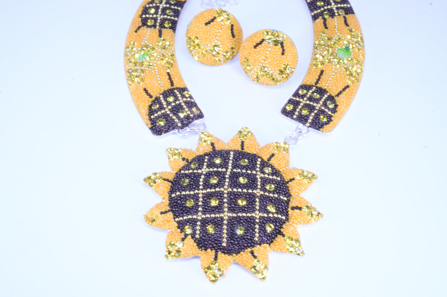 Gargantilla de Plata 925 con Microperla de Girasol con Aretes