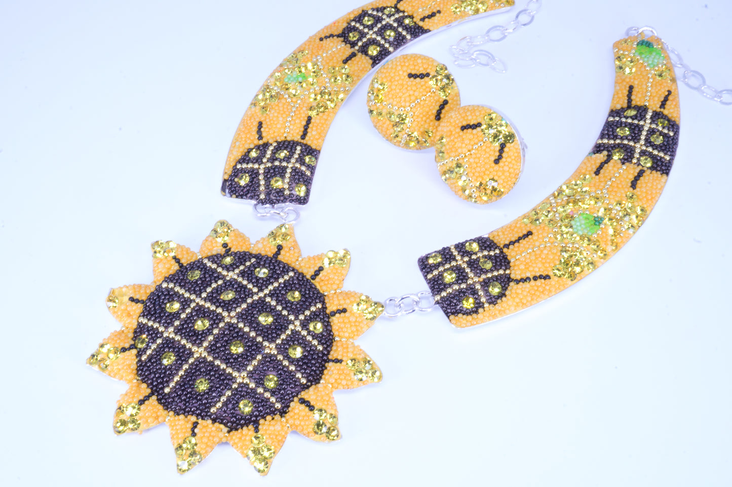 Gargantilla de Plata 925 con Microperla de Girasol con Aretes