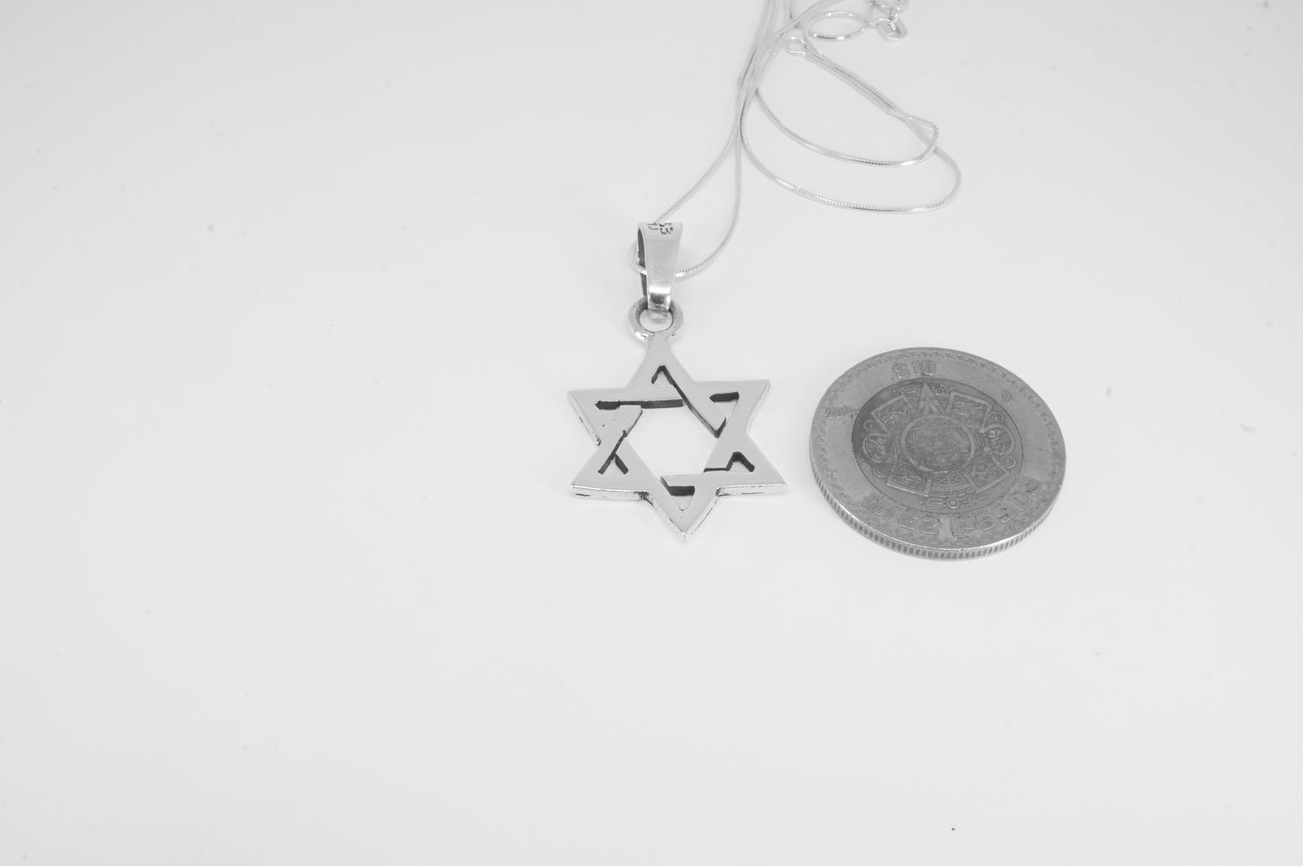 Juego de Dije y Aretes de plata 925, Estrella de David 6 picos